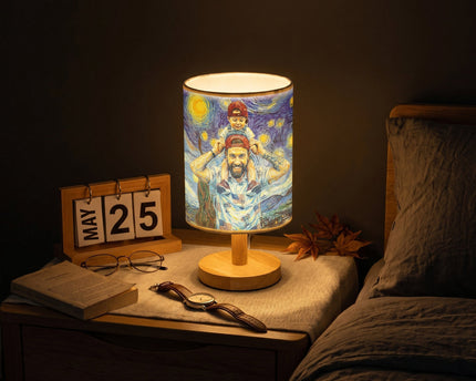 Custom Photo Van Gogh Style Father's Day Gift For New Dad, Husband - Personalized Fabric Lamp