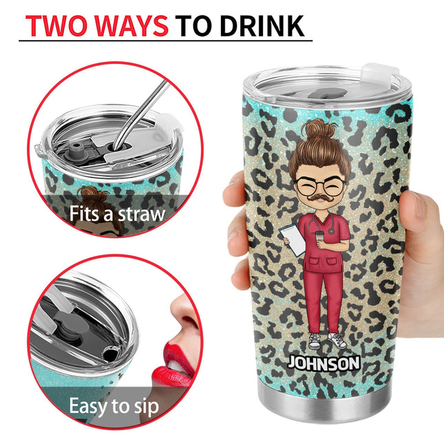 Nurse Nutrition Facts Leopard - Gift For Nurse - Personalized Custom Tumbler