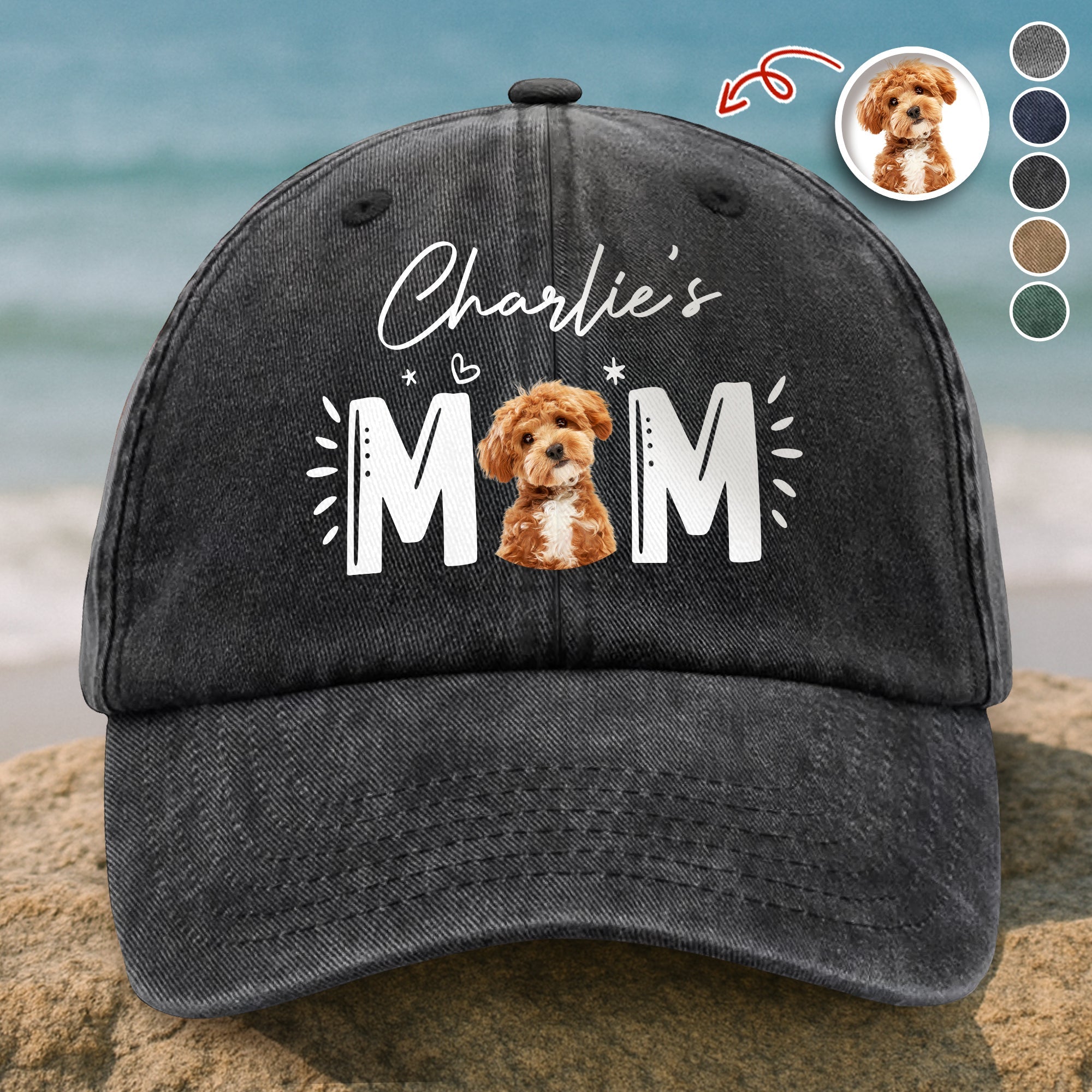 Custom Photo Dog Cat - Dog Mom Cat Mom Washed Denim Baseball Cap