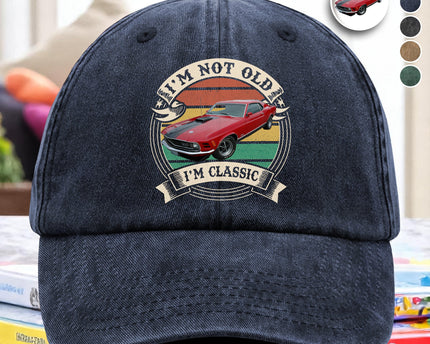 This Is How I Roll - Custom Car Photo Route 66 Vintage Washed Denim Baseball Cap