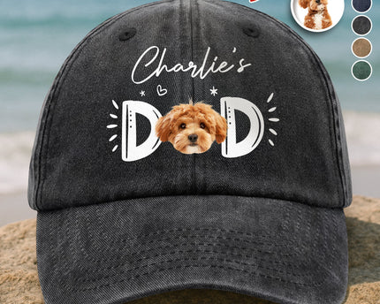 Custom Photo Dog Cat - Dog Mom Cat Mom Washed Denim Baseball Cap