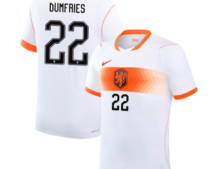 Denzel Dumfries Netherlands National Team 2026 Away Stadium Jersey - White
