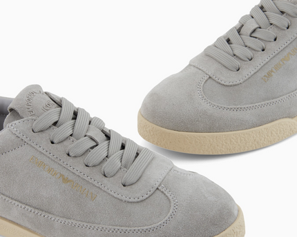 Men's Emporio Leather And Suede Gray Sneakers