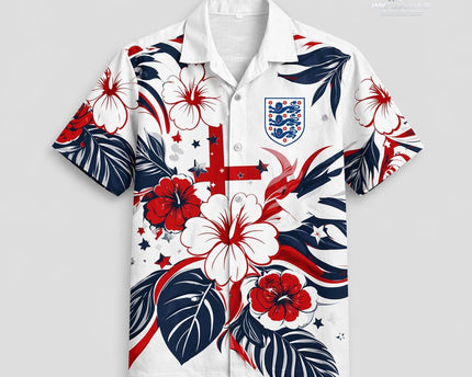 England World Cup 2026 Floral Hawaiian Shirt