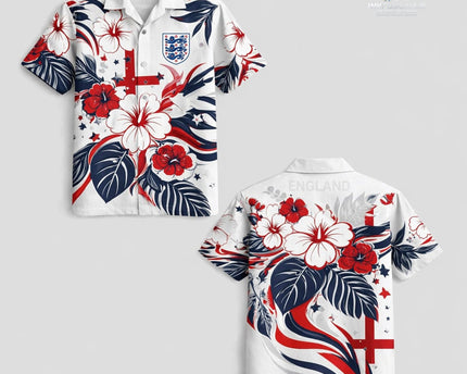 England World Cup 2026 Floral Hawaiian Shirt