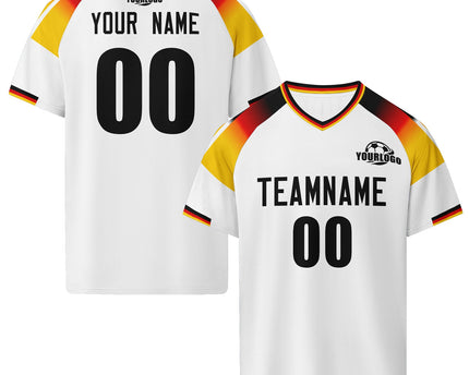 Custom Germany 2026 World Cup Jersey Sneakers Sports Shoes and Hat Combo Offer - White/Yellow
