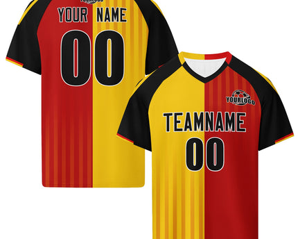 Custom Germany 2026 World Cup Jersey Sneakers Sports Shoes and Hat Combo Offer - Red/Yellow