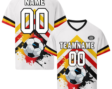 Custom Germany 2026 World Cup Jersey Sneakers Sports Shoes and Hat Combo Offer - White/Red