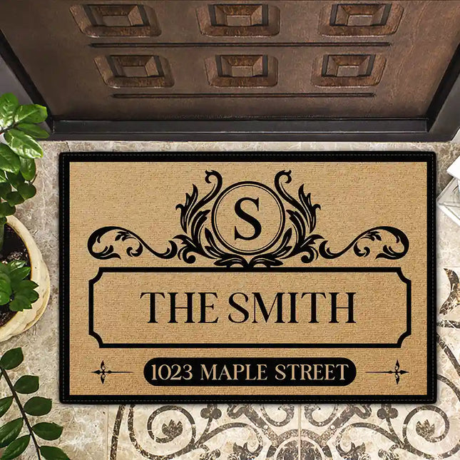 Family Monogram With Address Vintage Decor - Personalized Doormat