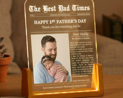 Father's Day Gifts, First Father's Day Custom Photo Gift For Dad, Husband - Personalized Night Light
