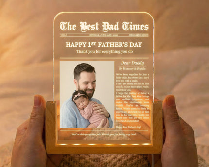 Father's Day Gifts, First Father's Day Custom Photo Gift For Dad, Husband - Personalized Night Light