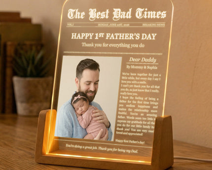 Father's Day Gifts, First Father's Day Custom Photo Gift For Dad, Husband - Personalized Night Light