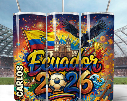 Ecuador 2026 Soccer Cup Global Championship 20oz Tumbler With Lid and Stainless Steel Straw, Fans Football Gift Cup