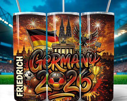 Germany 2026 Soccer Cup Global Championship 20oz Tumbler With Lid and Stainless Steel Straw, Fans Football Gift Cup