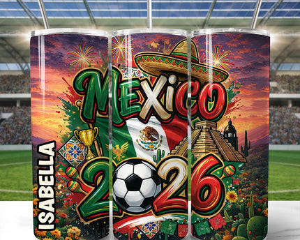 Mexico 2026 Soccer Cup Global Championship 20oz Tumbler With Lid and Stainless Steel Straw, Fans Football Gift Cup