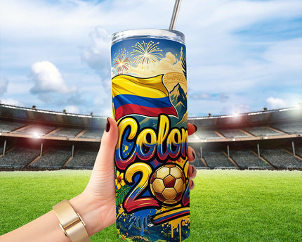 Colombia 2026 Soccer Cup Global Championship 20oz Tumbler With Lid and Stainless Steel Straw, Fans Football Gift Cup