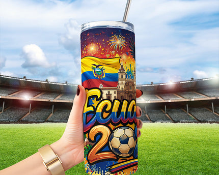 Ecuador 2026 Soccer Cup Global Championship 20oz Tumbler With Lid and Stainless Steel Straw, Fans Football Gift Cup