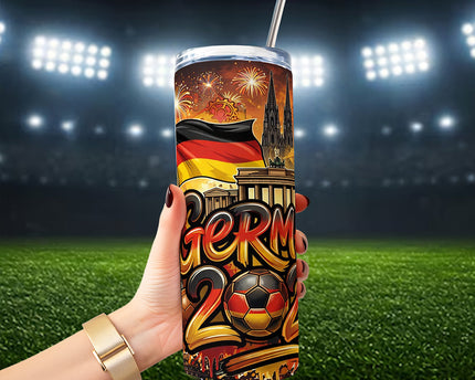 Germany 2026 Soccer Cup Global Championship 20oz Tumbler With Lid and Stainless Steel Straw, Fans Football Gift Cup