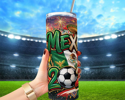 Mexico 2026 Soccer Cup Global Championship 20oz Tumbler With Lid and Stainless Steel Straw, Fans Football Gift Cup