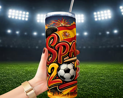 Spain 2026 Soccer Cup Global Championship 20oz Tumbler With Lid and Stainless Steel Straw, Fans Football Gift Cup
