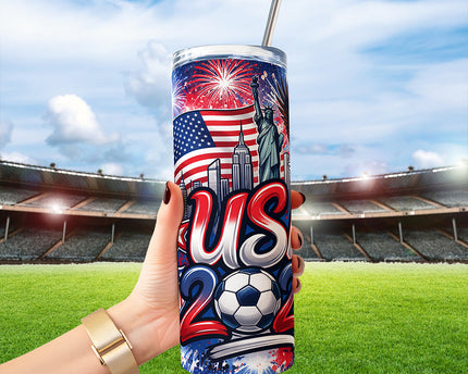 USA 2026 Soccer Cup Global Championship 20oz Tumbler With Lid and Stainless Steel Straw, Fans Football Gift Cup