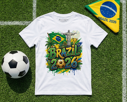 Brazil 2026 Soccer Cup Global Championship T-Shirt, Fans Football Tee