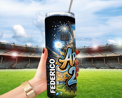 Argentina 2026 Soccer Cup Global Championship 20oz Tumbler With Lid and Stainless Steel Straw, Fans Football Gift Cup