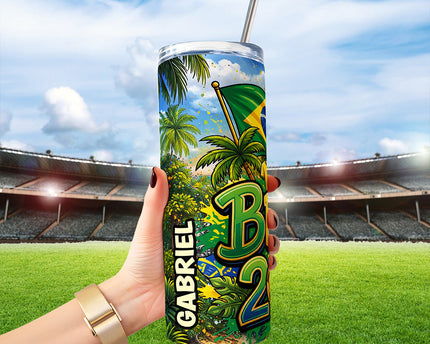 Brazil 2026 Soccer Cup Global Championship 20oz Tumbler With Lid and Stainless Steel Straw, Fans Football Gift Cup