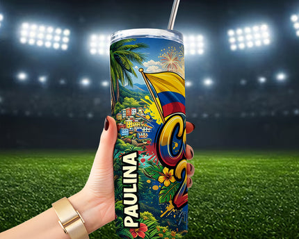 Colombia 2026 Soccer Cup Global Championship 20oz Tumbler With Lid and Stainless Steel Straw, Fans Football Gift Cup