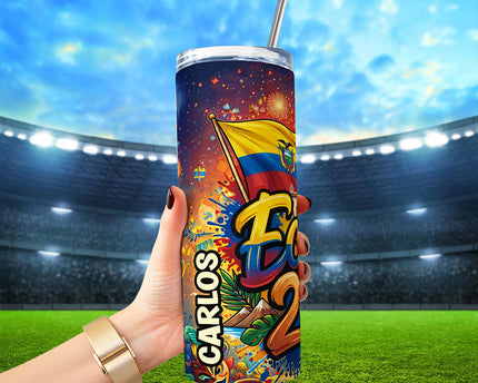 Ecuador 2026 Soccer Cup Global Championship 20oz Tumbler With Lid and Stainless Steel Straw, Fans Football Gift Cup