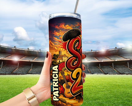 Spain 2026 Soccer Cup Global Championship 20oz Tumbler With Lid and Stainless Steel Straw, Fans Football Gift Cup