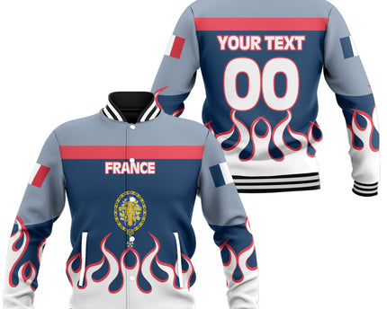 France Baseball Jacket Flag & Coat Of Arms 1905-1953 Fire Hockey Style