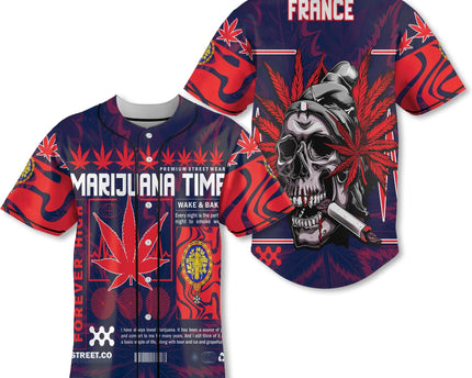 France Baseball Jersey Flag & Coat Of Arms 1905-1953 Fire Marijuanas Style