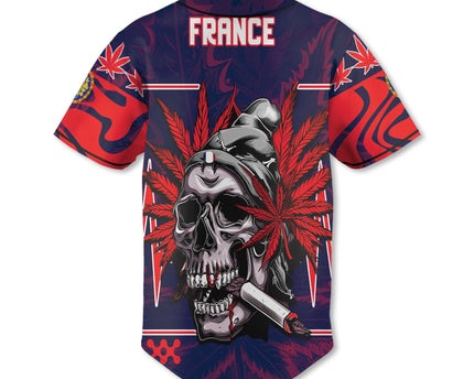 France Baseball Jersey Flag & Coat Of Arms 1905-1953 Fire Marijuanas Style