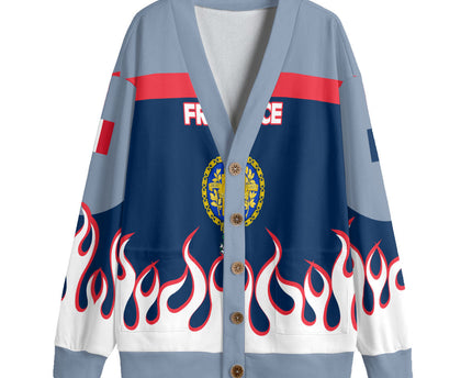 France Fleece Cardigan Flag & Coat Of Arms 1905-1953 Fire Hockey Style