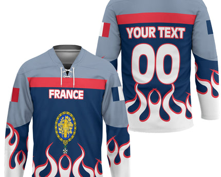 France Hockey Jersey Flag & Coat Of Arms 1905-1953 Fire Hockey Style