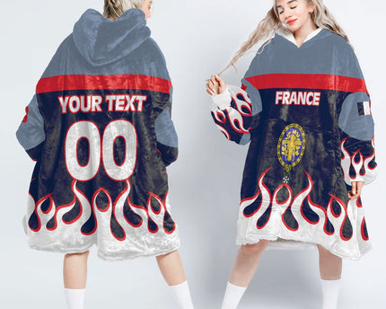 France Snug Hoodie Flag & Coat Of Arms 1905-1953 Fire Hockey Style