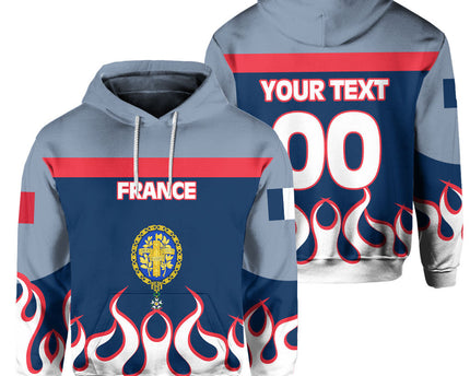 France Hoodie Flag & Coat Of Arms 1905-1953 Fire Hockey Style