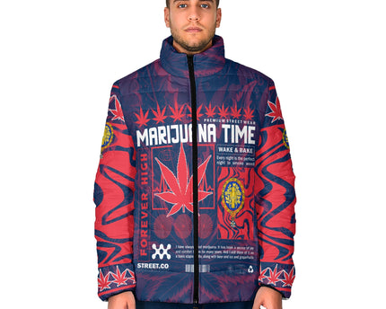 France Men Padded Jacket Flag & Coat Of Arms 1905-1953 Fire Marijuanas Style
