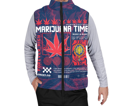 France Men Padded Jacket Vest Flag & Coat Of Arms 1905-1953 Fire Marijuanas Style
