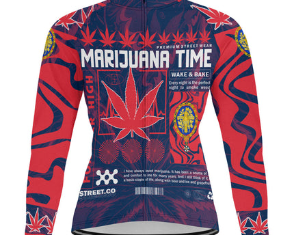 France Men's Cycling Jersey Long Sleeve Flag & Coat Of Arms 1905-1953 Fire Marijuanas Style