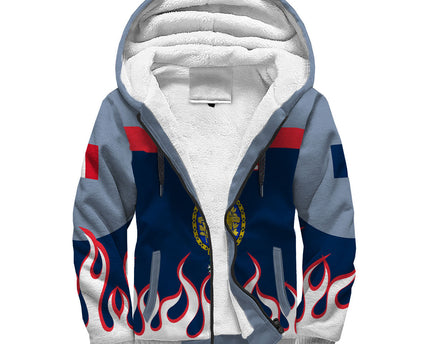 France Sherpa Hoodie Flag & Coat Of Arms 1905-1953 Fire Hockey Style