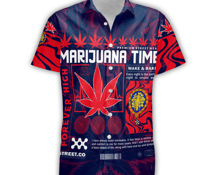 France Short Sleeve Shirt Flag & Coat Of Arms 1905-1953 Fire Marijuanas Style