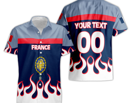 France Short Sleeve Shirt Flag & Coat Of Arms 1905-1953 Fire Hockey Style