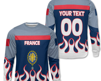 France Sweatshirt Flag & Coat Of Arms 1905-1953 Fire Hockey Style