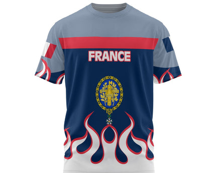 France T Shirt Flag & Coat Of Arms 1905-1953 Fire Hockey Style