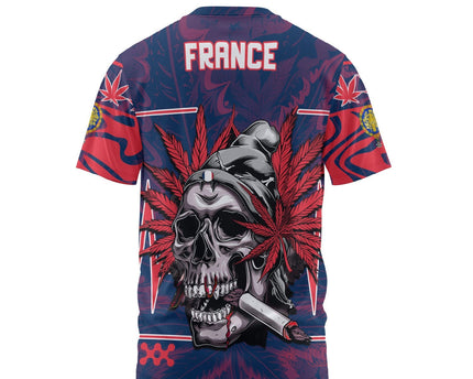 France T Shirt Flag & Coat Of Arms 1905-1953 Fire Marijuanas Style