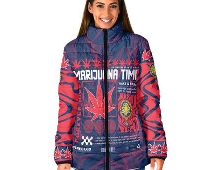 France Women Padded Jacket Flag & Coat Of Arms 1905-1953 Fire Marijuanas Style