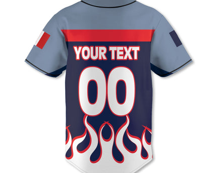 France Baseball Jersey Flag & Coat Of Arms Fire Hockey Style