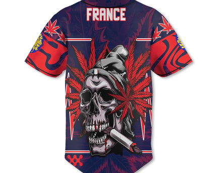 France Baseball Jersey Flag & Coat Of Arms Marijuanas Style